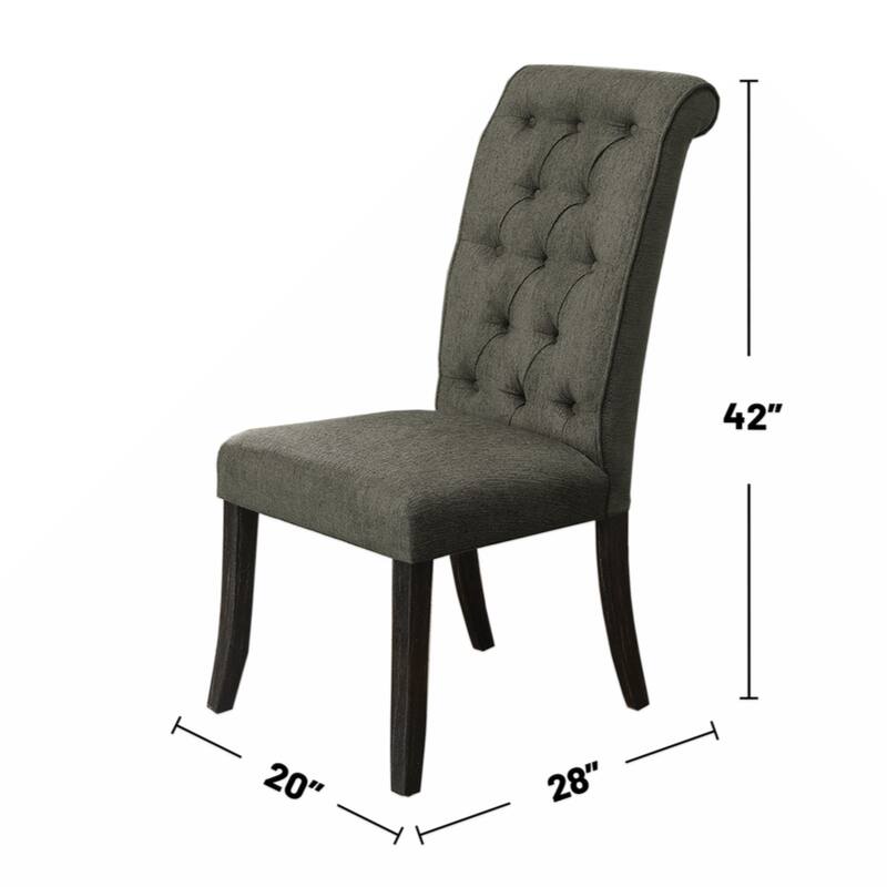 Set of 2 Upholstered Fabric Side Chairs in Antique Black and Gray