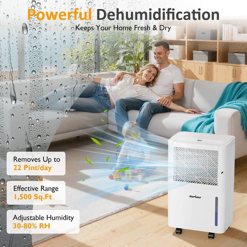 2,500 sq ft Portable Dehumidifier with Drain Hose, 24H Timer
