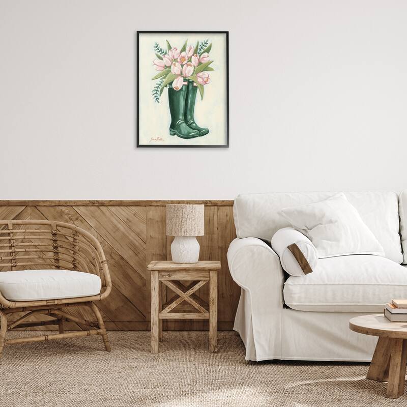 Stupell Tulips in Rain Boots Framed Giclee Art Design By Sara Baker