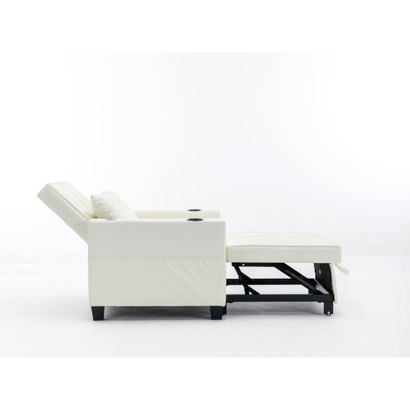 68.12" Faux Leather 3-in-1 Single Convertible Pull Out Sofa with USB Ports and Wear-resistantfor Living Room