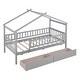 preview thumbnail 10 of 13, Twin Size Wooden House Bed with Drawers, Roof Design, Solid Pine Frame, Headboards for Kids' Room, Easy Assembly, Grey