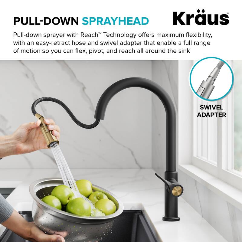 Kraus KPF-2840 Torak 1.8 GPM Single Hole Pull Down Kitchen Faucet with