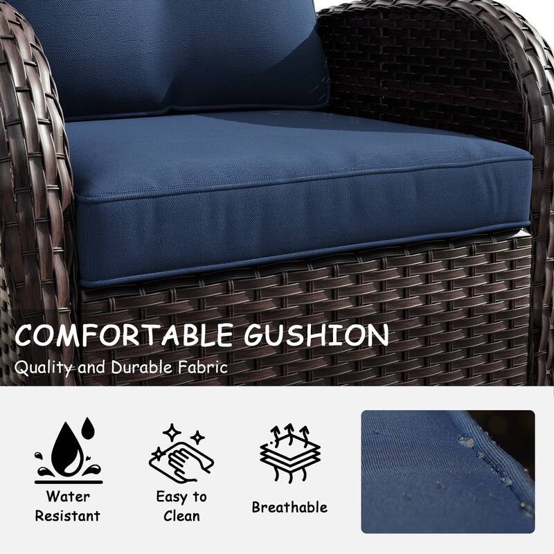 Cozywor 3-Piece Wicker Patio Swivel Outdoor Rocking Chair Conversation Set