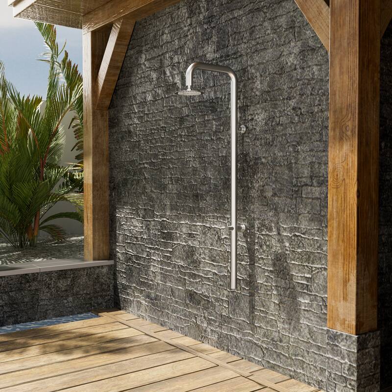 Modland Wall Mount Outdoor Shower Head with 316 Stainless Steel, 10-Grade Anti-Rust, Matte Black/Brushed Nickel