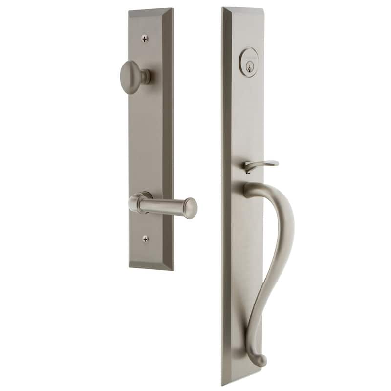 Grandeur Fifth Avenue Solid Brass Rose Left Handed Dummy Full Plate - Satin Nickel