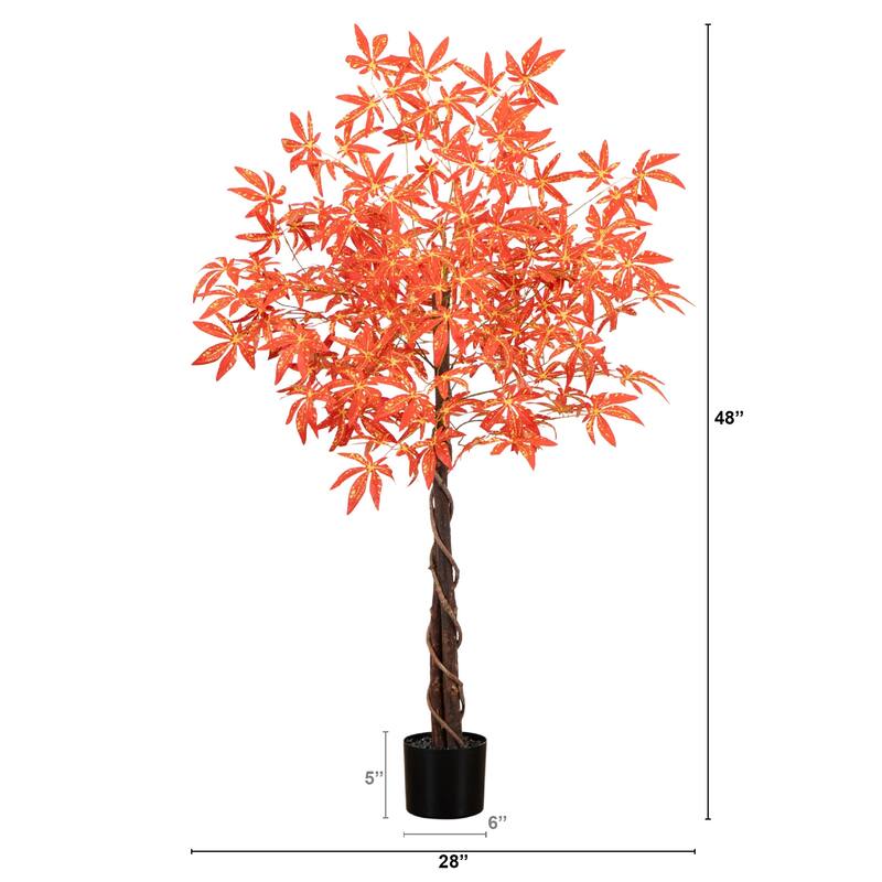 Potted Autumn Maple Artificial Tree - 4' - Orange and Yellow