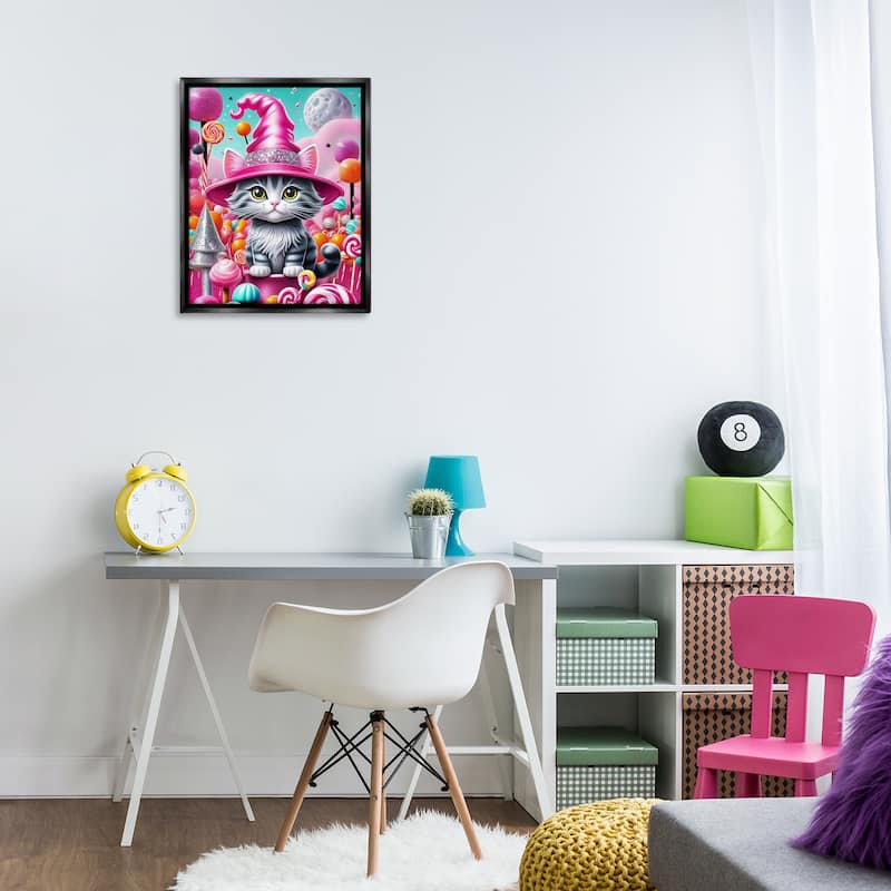 Stupell Kitten Among Pink Candies Framed Floater Canvas Wall Art Design By Tabz Jones