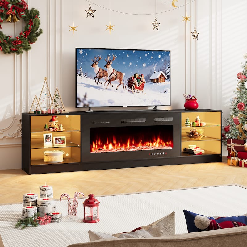 EROMMY Electric Fireplace TV Stand, Living Room Media Storage Cabinet and Entertainment Console