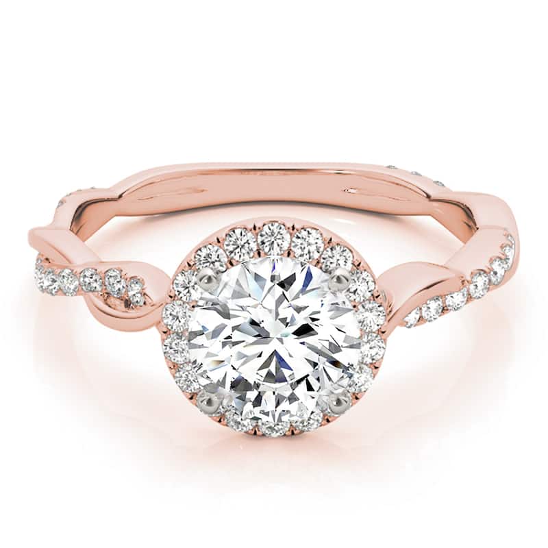 Auriya 14k-Rose Gold Lab Grown Round Diamond Halo Engagement Ring 0.50 to 5.00 ct. tw. (F-G VS)