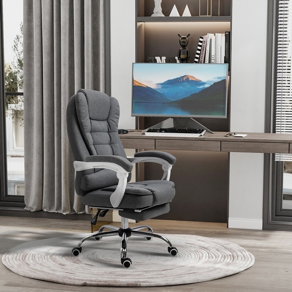 Vinsetto High-Back Executive Office Chair: Footrest, Linen-Fabric ...