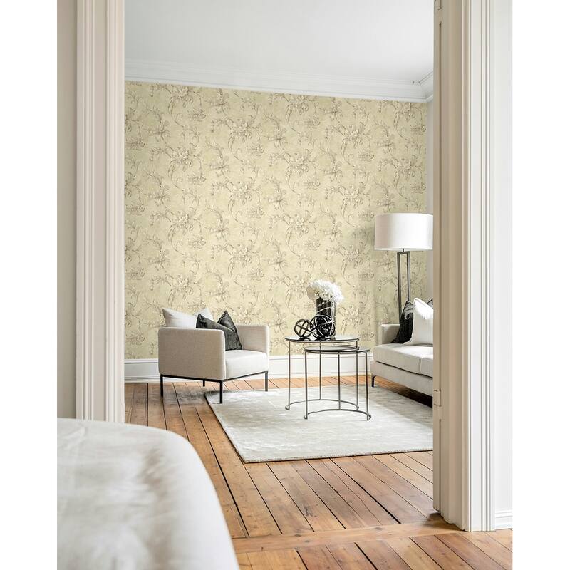 Seabrook Design Apollo Leaf Scroll Unpasted Wallpaper