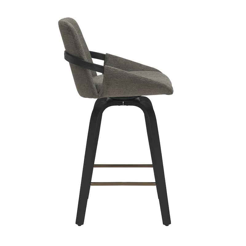 Modern Fabric & Bentwood 26" Counter Stool w/Swivel, Set of 4 - Ivory & Whitewash