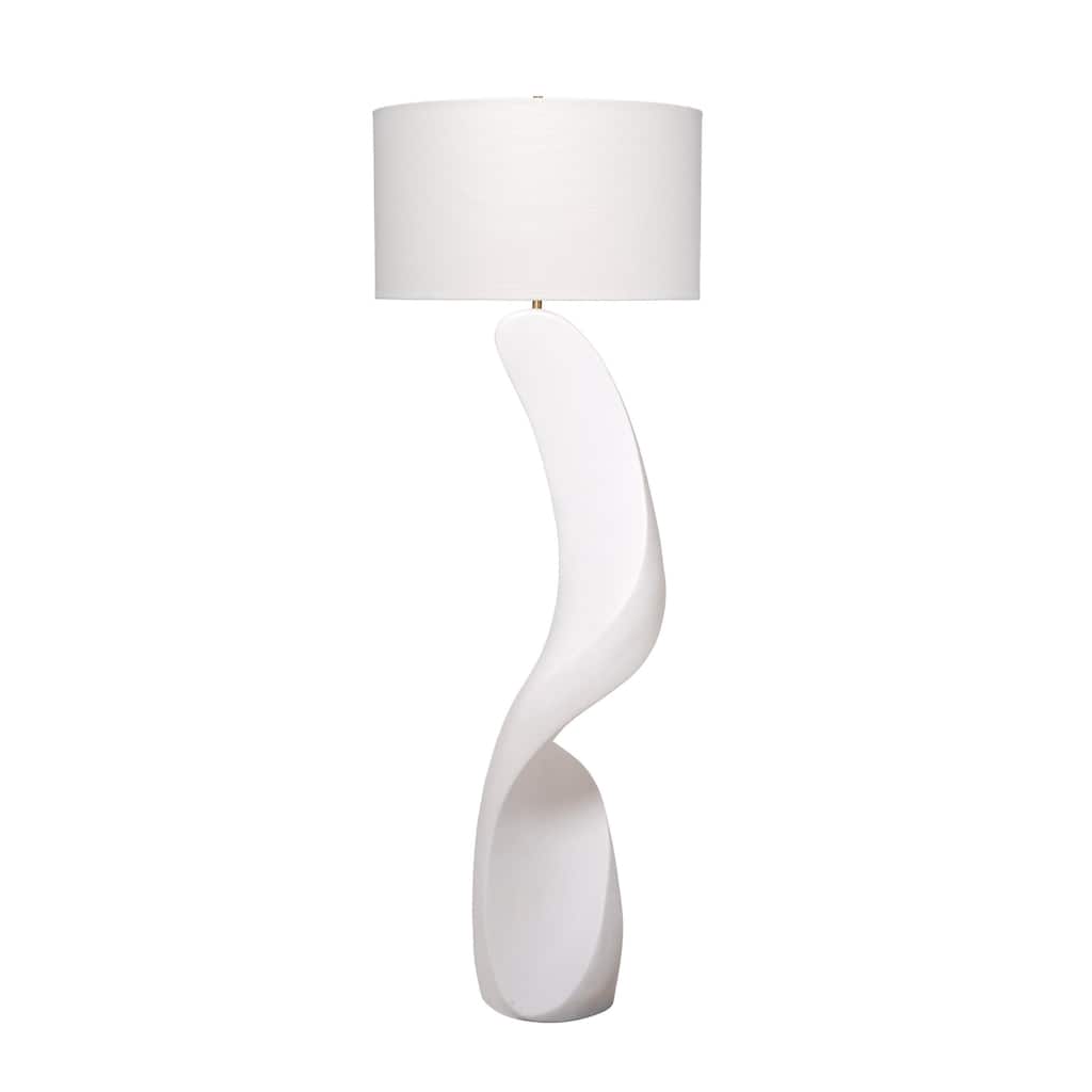 Koz Accent Floor Lamp, 66 Inch Curved Sculpture, White Linen Shade