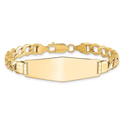 Curata 14k Engravable Semi solsoft Diamond Shape ID Curb Link Soft Diamond Shape Id Bracelet