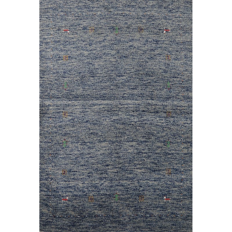Tribal Blue Gabbeh Oriental Rug Handmade Wool Carpet - 4'0" x 5'10"