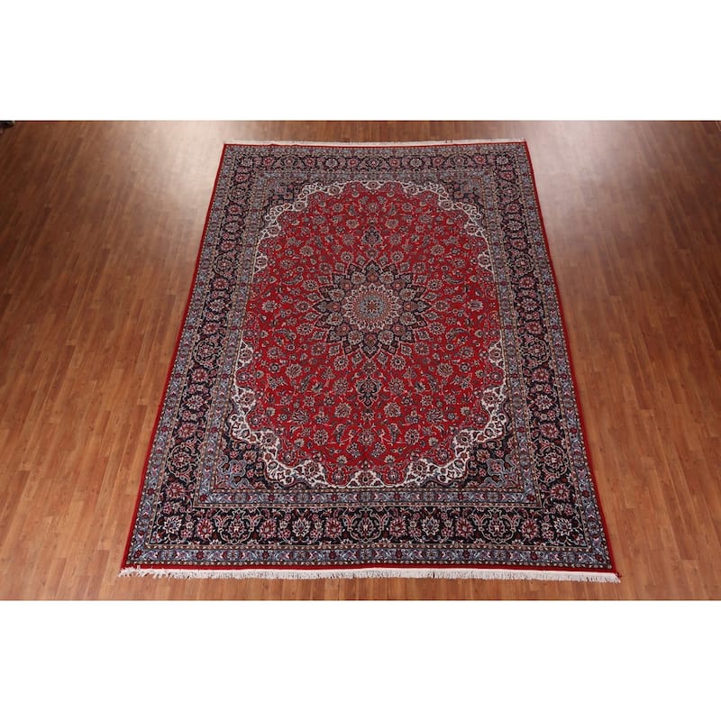 Oriental Traditional Red Kashan Turkish Rug Machine-Made Carpet - 9'9" x 13'2"