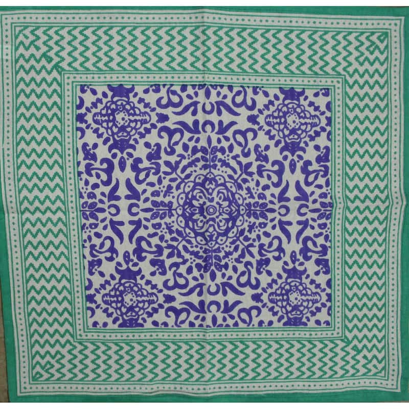 Chateau French Country Cotton Geometric Floral Tablecloth Collection - Set of 4 Napkins - Green