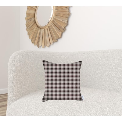 HomeRoots 18" X 18" Red Houndstooth Zippered Handmade Polyester Throw Pillow Cover