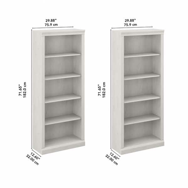 dimension image slide 2 of 3, Saratoga Tall 5 Shelf Bookcase - Set of 2 by Bush Furniture