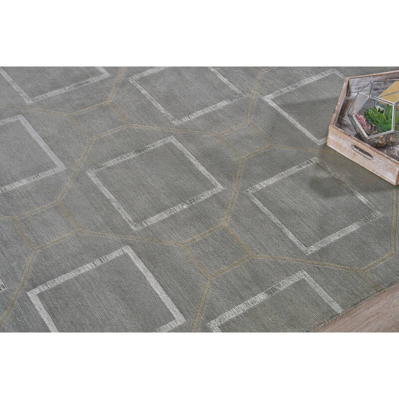 EXQUISITE RUGS ONE-OF-A-KIND Super Tibetan Weave Hand Knotted Silver Rug - 9'x12'