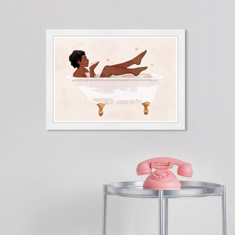 Wynwood Studio 'Bath Time' Fashion and Glam Wall Art Framed Print Lifestyle - White, Brown - White
