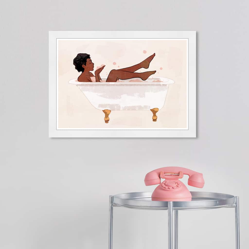 Wynwood Studio 'Bath Time' Fashion and Glam Wall Art Framed Print Lifestyle - White, Brown