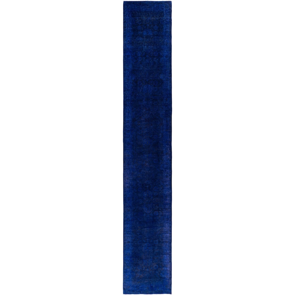 Overdyed One-of-a-Kind Hand-Knotted Area Rug - Purple - 3' 0" x 17' 5"