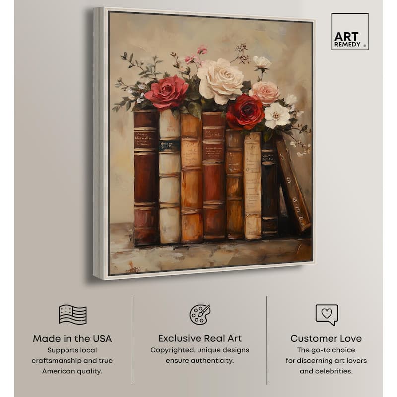 Bookshelf Bouquet II Canvas by Art Remedy
