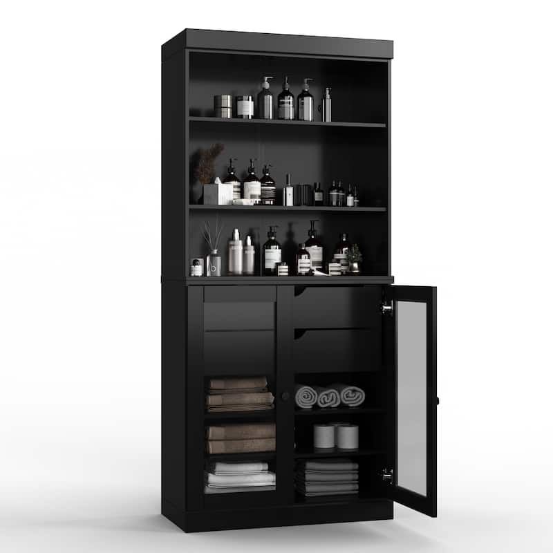 100% Solid Wood 32" Bathroom Cabinet with Optional Doors, 2-Drawers by Palace Imports