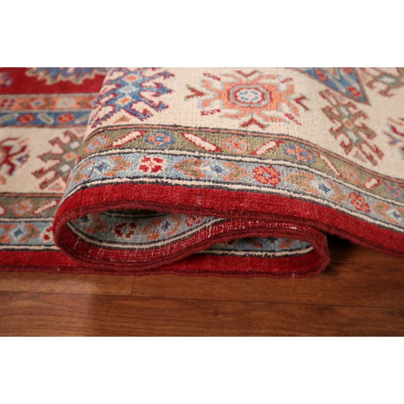 Kazak Oriental Area Rug Handmade Traditional Red Wool Carpet - 5'5" x 7'9"