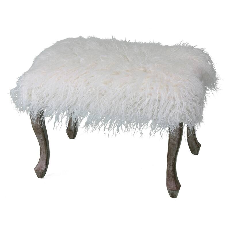 Silver Orchid Martens White Faux Fur Bench