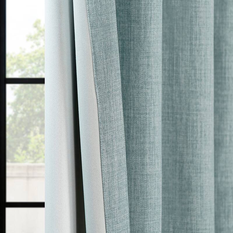 Exclusive Fabrics Grommet Textured Faux Linen Room Darkening Curtains for Bedroom & Living Room Curtains (1 Panel)