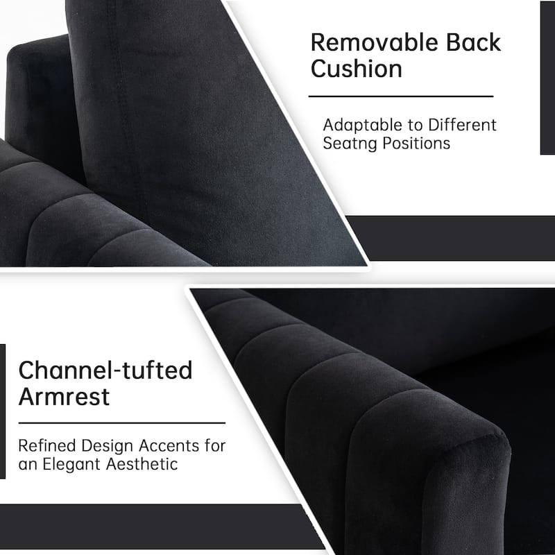 Modern Velvet Accent Chair for Living Room & Bedroom Comfy Reading Armchair with Gold Metal Legs