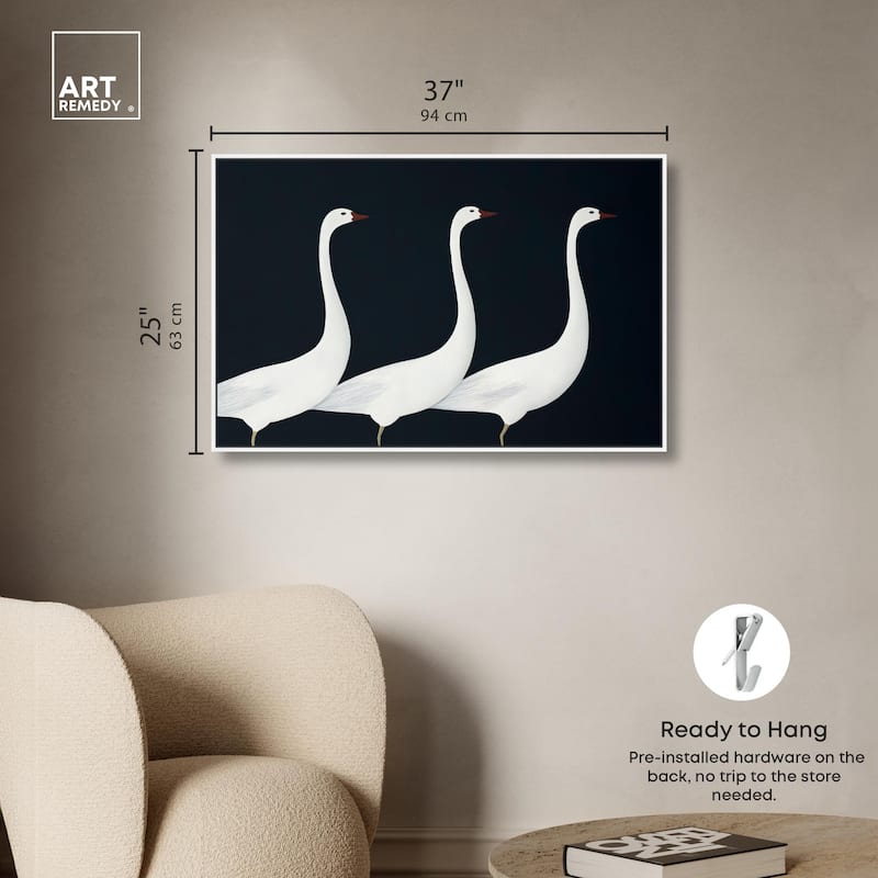 Trio of Swans Canvas by Art Remedy
