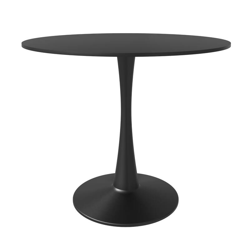 4-Piece Dining Set 35-Inch Round MDF Tabletop Dining Table and 3 Upholstered Side Chairs in Iron