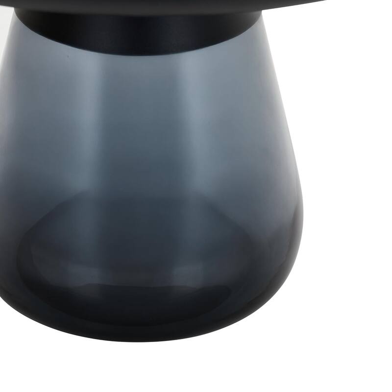24" Matte Black Tray Top Aeryn Nesting Tabl With Smoky Gray Glass Base - 24x17