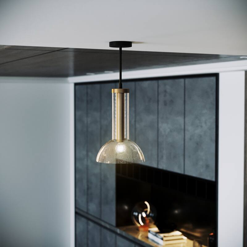 Nova 10 in. 1-Light Matte Black Modern Pendant Light