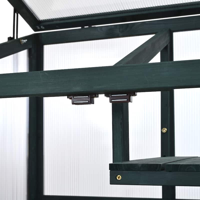 Wood Garden Shed Greenhouse Shed with Adjustable & Removable Shelves Balcony Shed with Removed Wheels