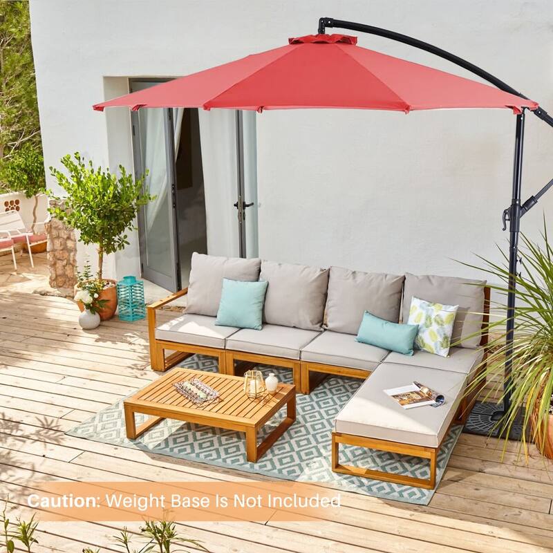 10FT Offset Patio Umbrella, Cantilever Outdoor Umbrellas Easy Tilt Adjustment, 73.2 Sq Ft UV Protection Hanging Market Umbrella