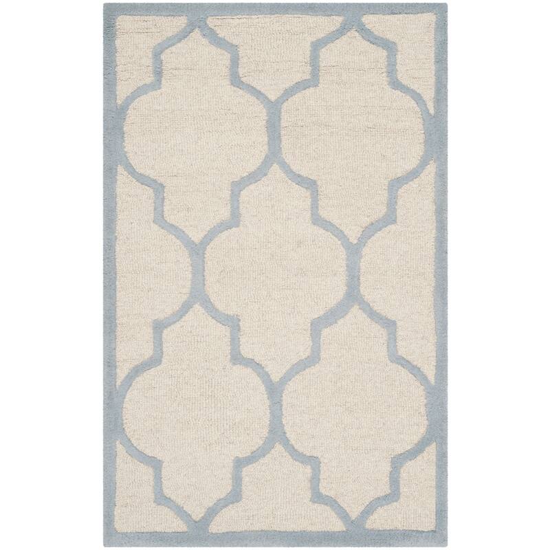 SAFAVIEH Handmade Cambridge Oddny Moroccan Trellis Wool Rug - 2' x 3' - Ivory/Light Blue