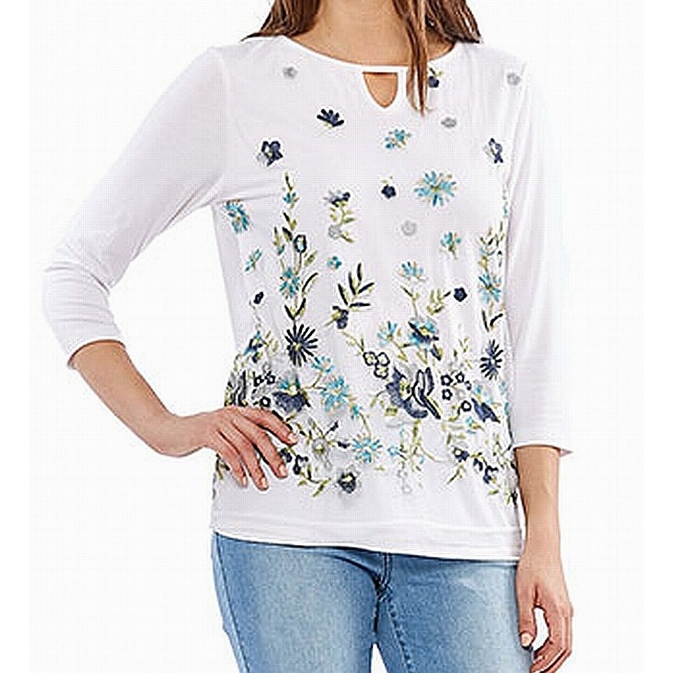 Shop Skye S The Limit Womens Floral Mesh Keyhole Top Overstock