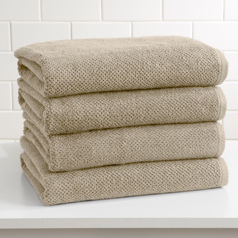 Luxurious Cotton Popcorn Textured Towel Set - Bath Towel (4-Pack) - plaza taupe