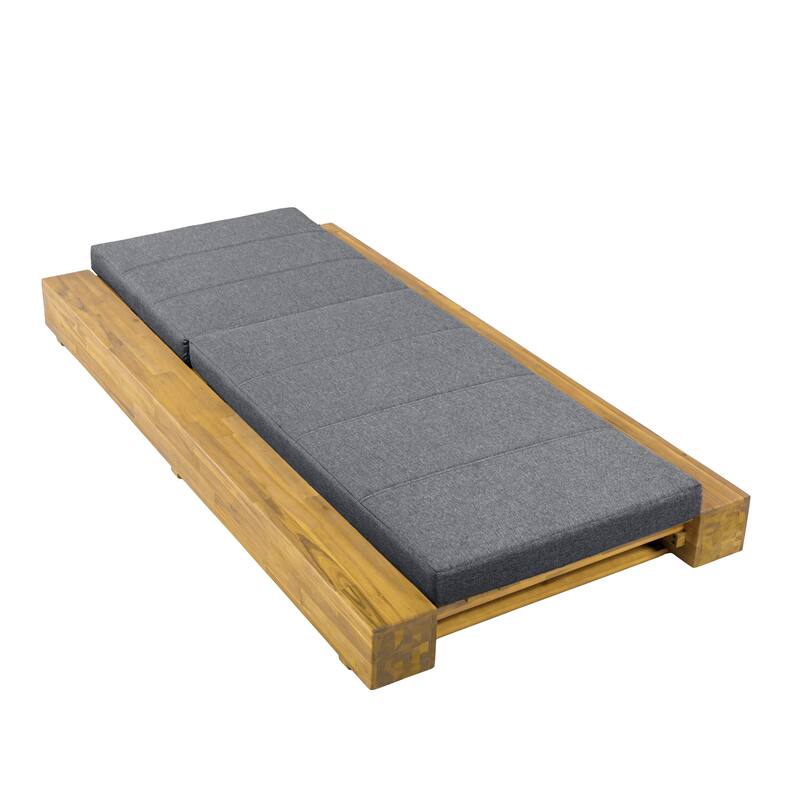 Christopher Knight Home - Amedea Outdoor Acacia Wood Chaise Lounge with Adjustable Backrest & Water-Resistant Cushion