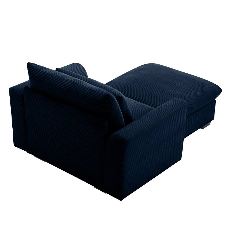 Modern Living Room Chair, Upholstered Fabric Accent Armchair, Corduroy Single Sofa Chair with Ottoman for Office/Bedroom