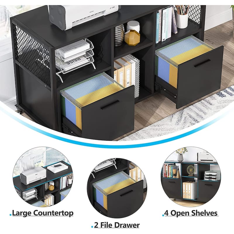 Large Lateral File Cabinets Mobile Filing Cabinet for Home Office
