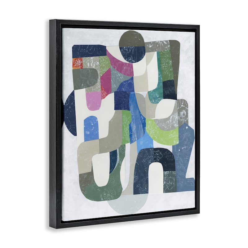 Stupell Retro Geometrics on Grey Framed Floater Canvas Wall Art Design By Coco Good