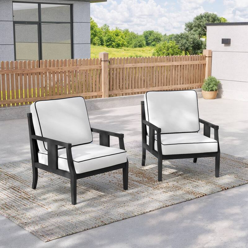 2 Set Outdoor Patio Club Chair with Cushion Patio Arm Lounge Chair