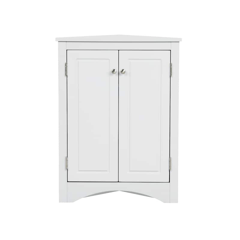 Triangle Bathroom Storage Cabinet with Adjustable Shelves, Freestanding Floor Cabinet Compact Bathroom Towel Cabinet