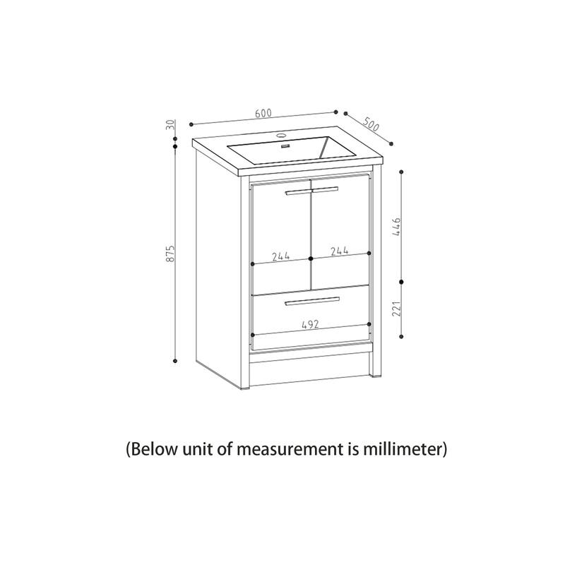 Freestanding Bathroom Vanity Set in HG-White with Integrated Solid Surface Sink