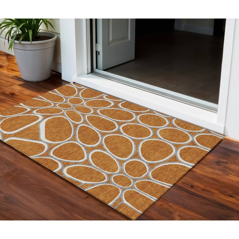 HomeRoots Abstract Transitional Rectangle Outdoor Rug - 3' x 5'